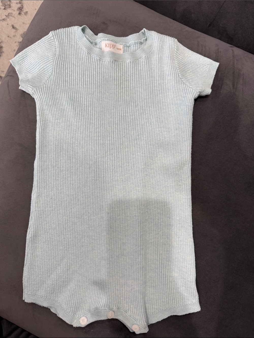 ™ Light Blue Ribbed Short Sleeve Baby Romper